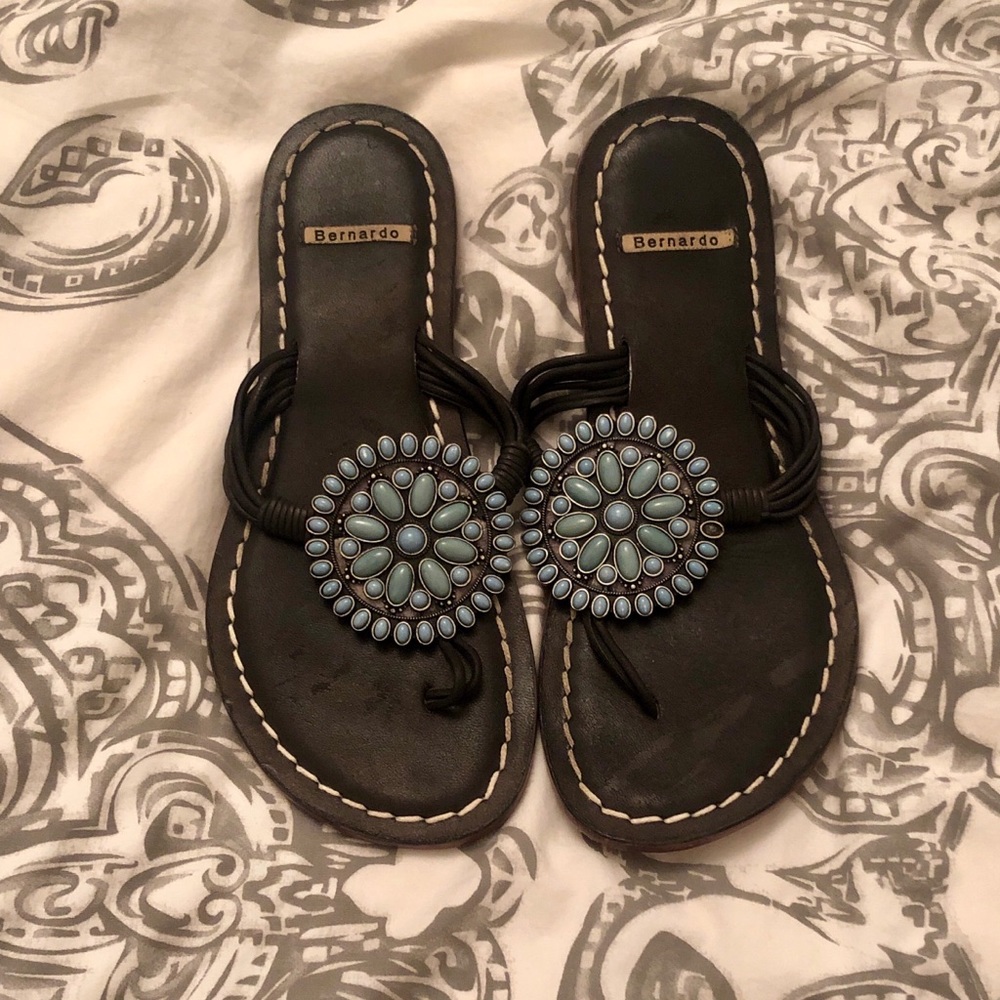 Turquoise and Leather Sandals